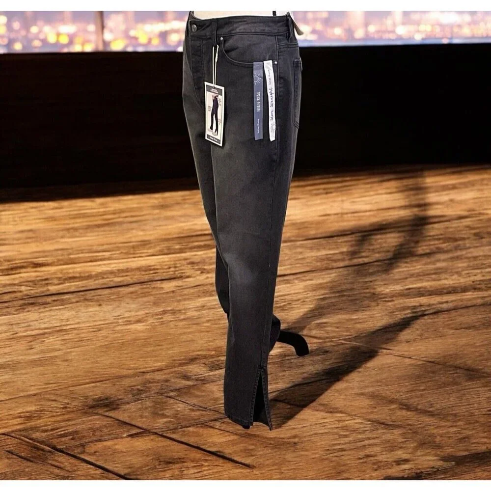 Indigo Rising Womens High Rise Slim Straight Denim Jeans Jr Size 13/31  Black - Picture 6 of 16